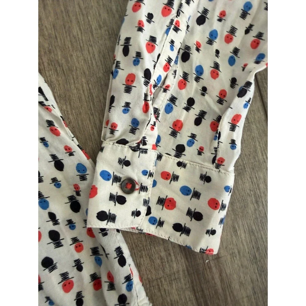 Maeve Anthropologie Calia Pintuck Tunic Blouse Size 8 Whimsical Hat print - Picture 4 of 9